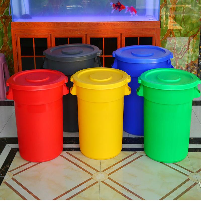 厂家批布草滑轮带盖垃圾桶清洁桶商用工业垃圾桶物业户外带底盘