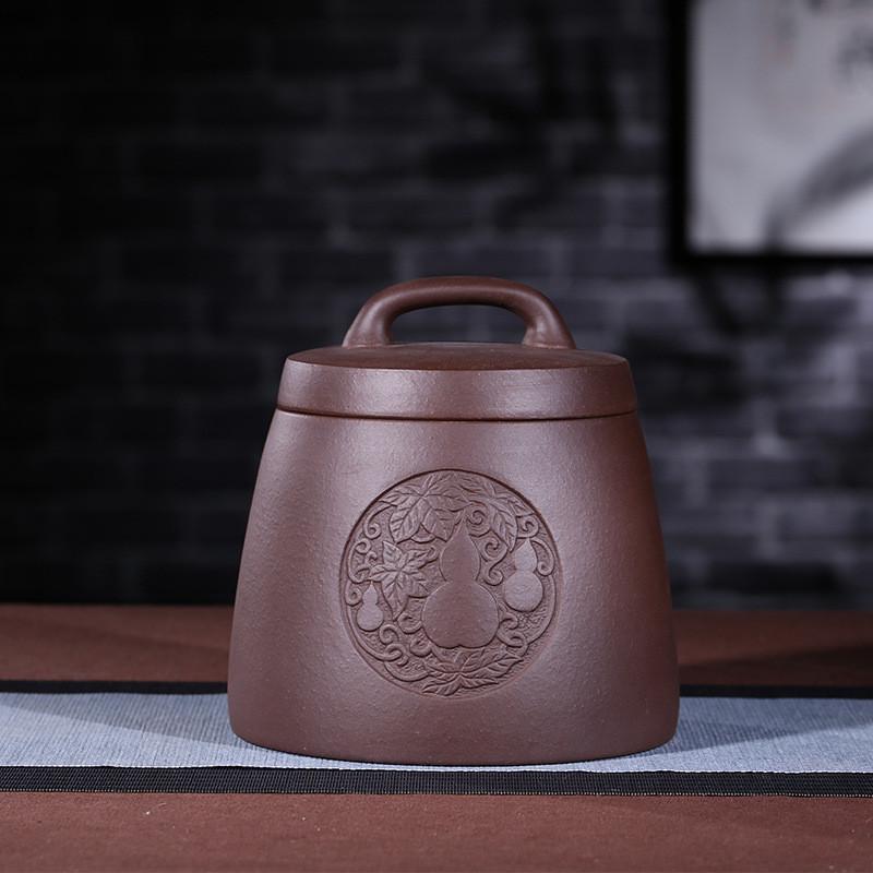 宜兴紫砂茶叶罐大号福禄茶罐两斤装普洱存茶缸葫芦醒秤砣罐醒茶罐