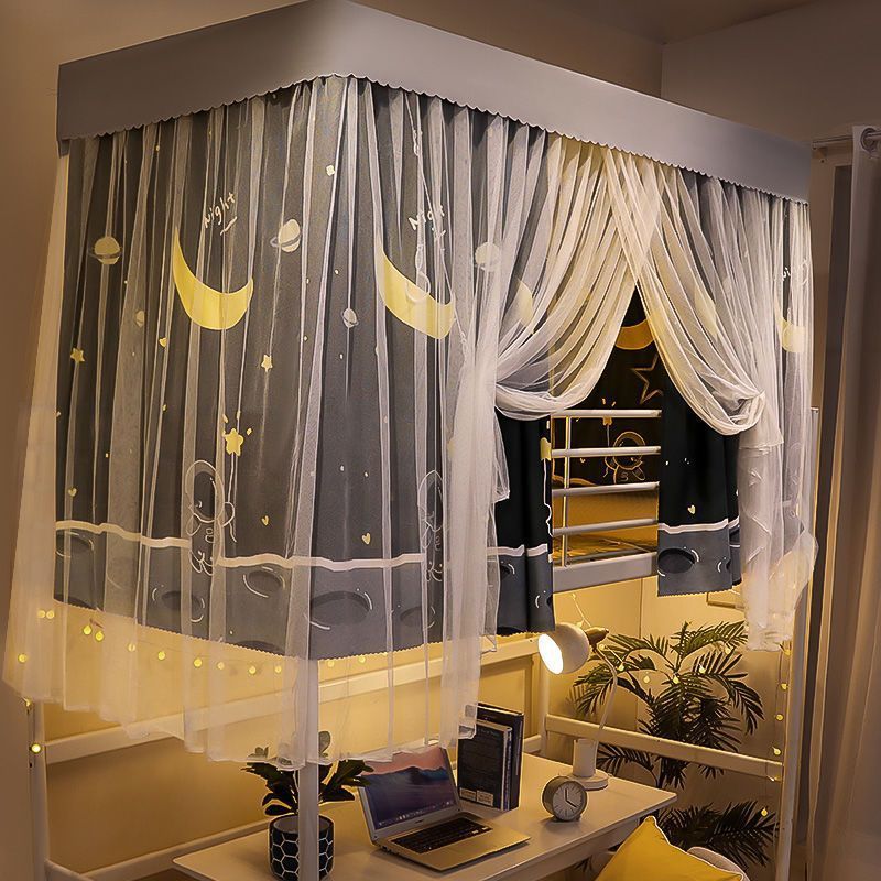 床帘学生遮光上铺学生宿舍帘蚊帐上下铺大学寝室女帘子一体式顶