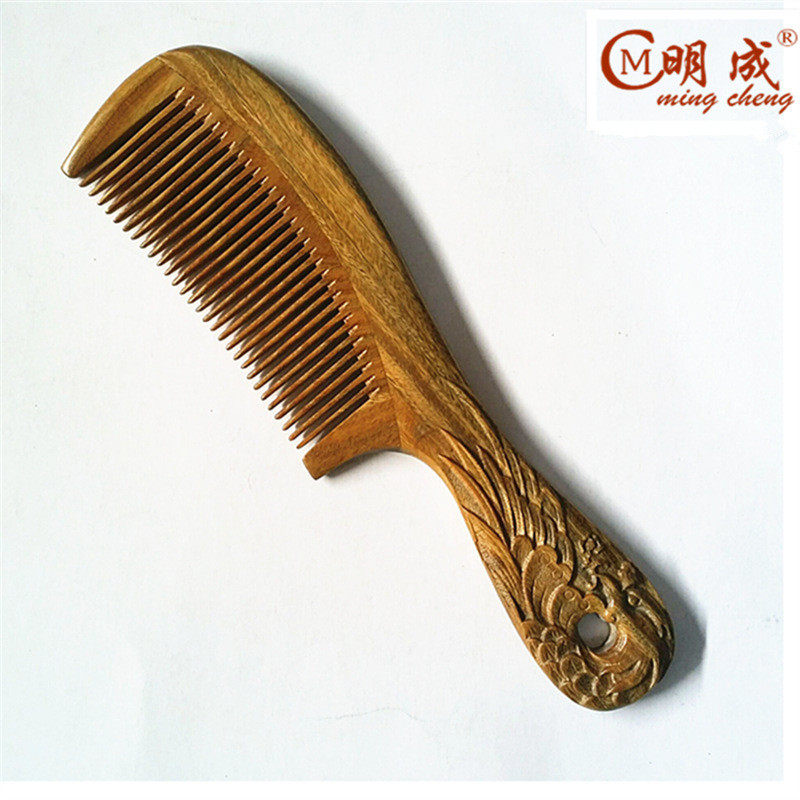 桂林美发成绿檀木梳檀木梳手柄雕刻雕花梳子明梳子美容梳子