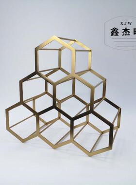 欧式红酒架饰品酒柜软装金属美式样板房餐厅客厅餐桌家居摆件