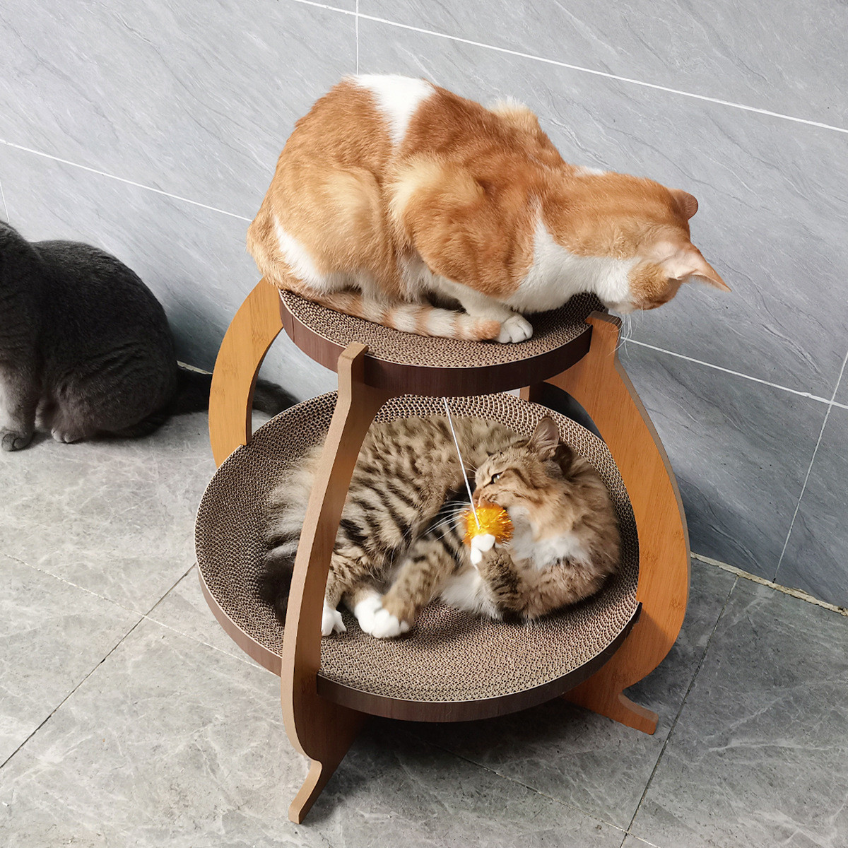 icle工厂现货瓦楞纸猫架猫抓板可替换木质猫抓板折叠575大号