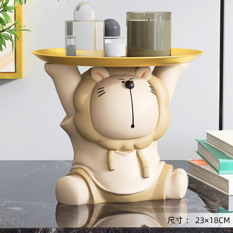 61k3狮子托盘落地旁客厅电视柜沙发摆件茶几床头柜家居装饰品乔迁