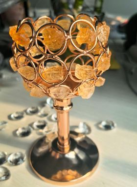 天然紫水晶烛台灯婚庆氛围水晶碎石摆件欧式浪漫烛光晚餐水晶烛台