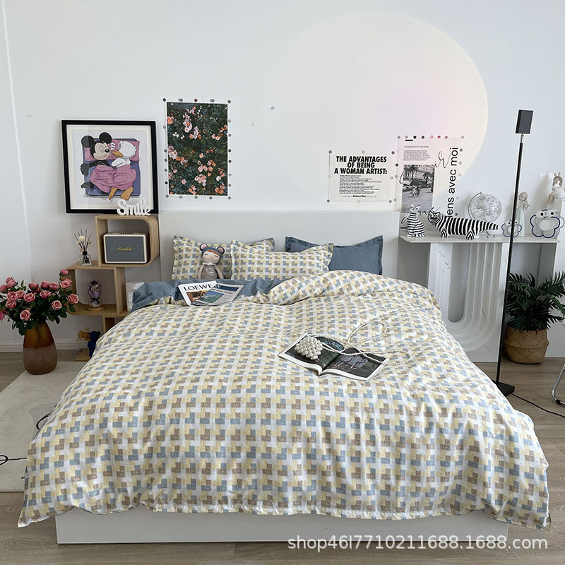 春秋四件套卡通床单被套单人学生宿舍三件套磨毛单件床上用品被罩