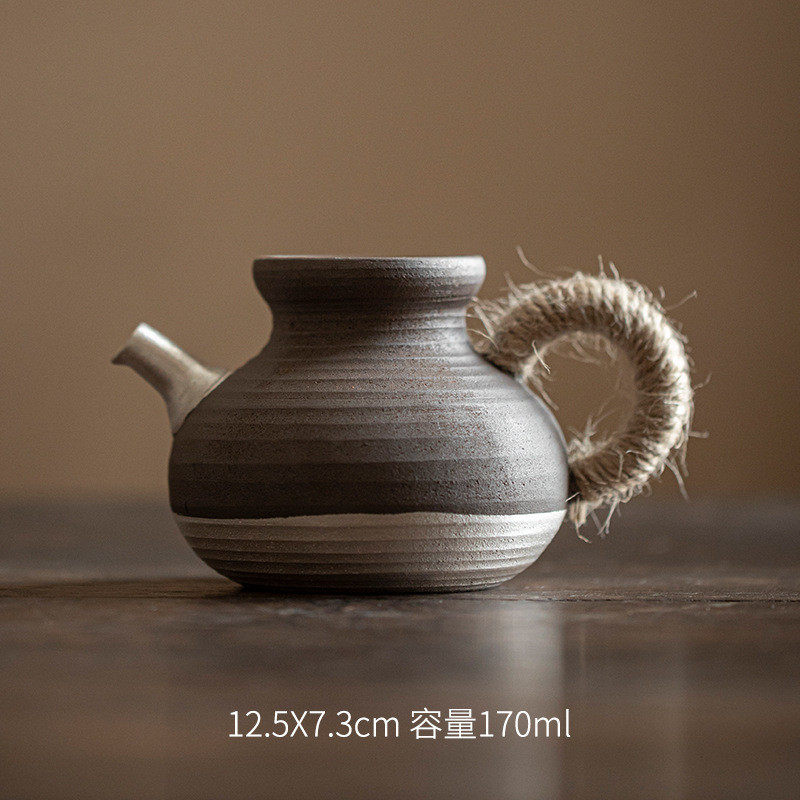 弥言老岩泥手工粗陶复古仿宋公道杯分茶器均杯功夫茶具日式茶海