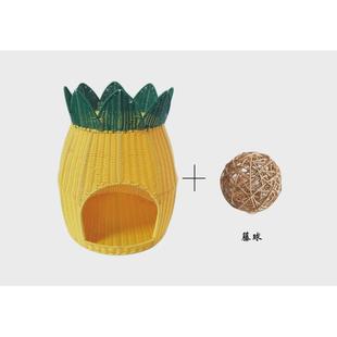 猫窝保暖可水洗半封闭式 通用宠物用品双层猫笼 狗窝冬季 藤编四季