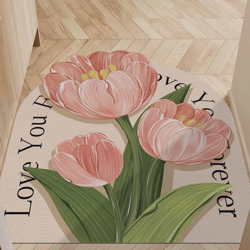 郁金香入户门地垫pvc可擦免洗可裁剪门垫进门门口脚垫子皮革地毯