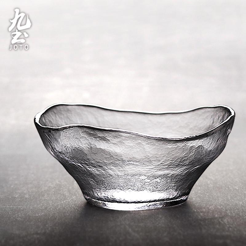 日式手工玻璃沙拉碗不规则碗碟纹玻璃水果甜品冷面锤大号创意家用