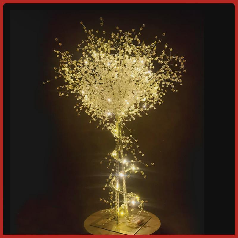 新款年会创意装饰灯婚礼花束摆件发光水晶树饰品节庆餐桌婚庆道具
