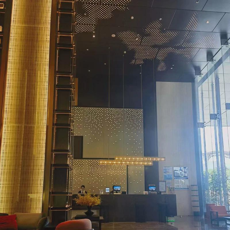 廊架天花透光铝单板吊顶冲孔穿孔铝板廊架造型铝单板加工