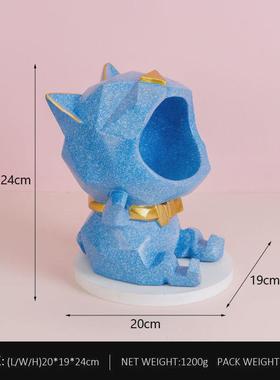 北欧ins客厅动物桌面创意摆件3D几何立体收纳猫咪家居装饰雕塑品