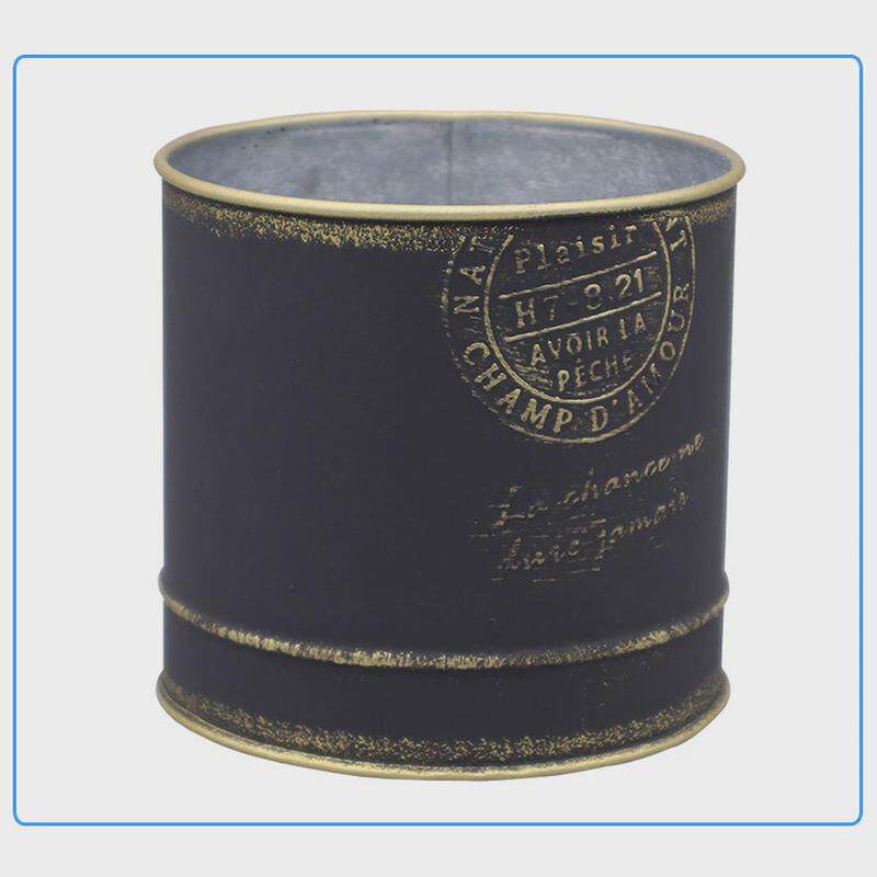 圆形邮戳冲字刷金直筒盆圆桶花盆园艺铁质容器ins日式装饰盆,鲜花速递/花卉仿真/绿植园艺,花盆,淘宝优惠券,粉丝福利购,淘宝优惠卷