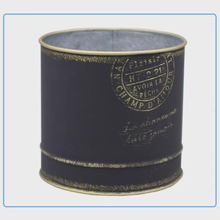 圆形金冲字刷邮戳直筒盆圆桶花盆园艺铁质容器ins日式装饰盆