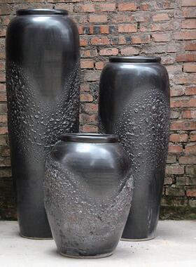 陶罐大花瓶粗陶花盆摆件别墅墅庭院室内外绿植景观软装饰落地花