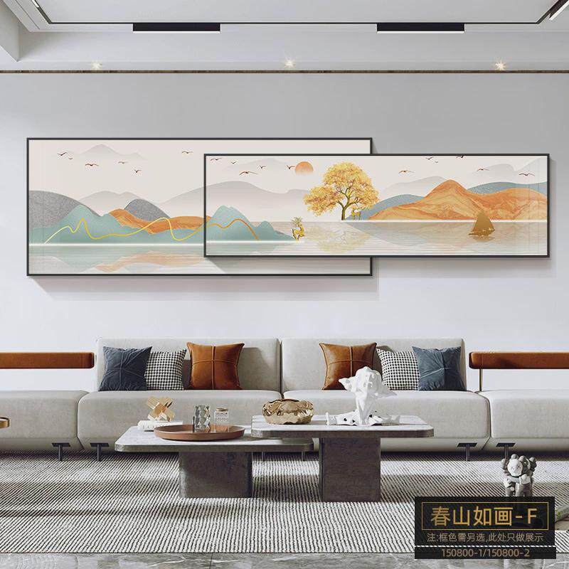 深圳大芬油画村客厅装饰画寓意好高档大气沙发背景墙挂画现代简约