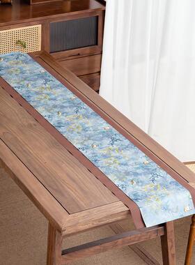 双面茶席新中式禅意家用长条茶桌布桌旗轻奢国风防水茶台布艺批发