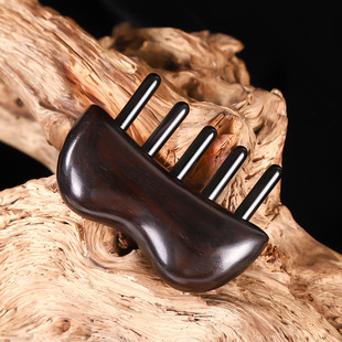 精品檀木柄牛角钉钉头疗按摩梳工多能刮痧梳面部头部经络梳家用