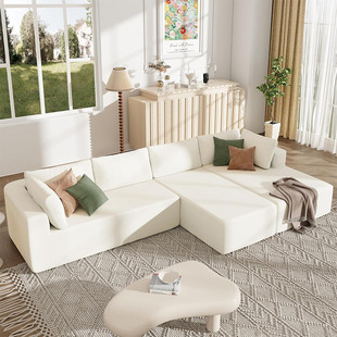 可压缩沙发客厅沙发组合豆腐块地板高密度海绵垫子弧形沙发