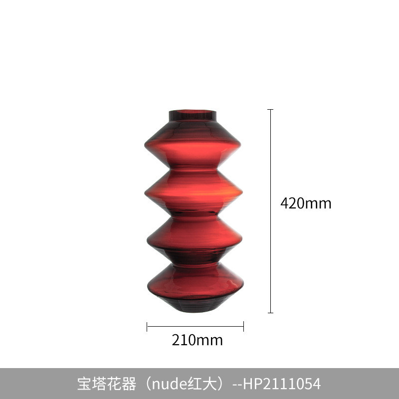 晶淳复古摆件红菱形宝塔现代艺术品桌面大波尔多客厅高级工艺品
