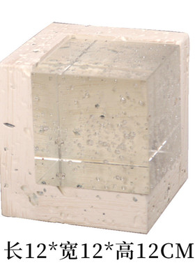侘寂风摆件仿洞石正方形水晶摆设轻奢民宿酒店样板房博古架转饰品