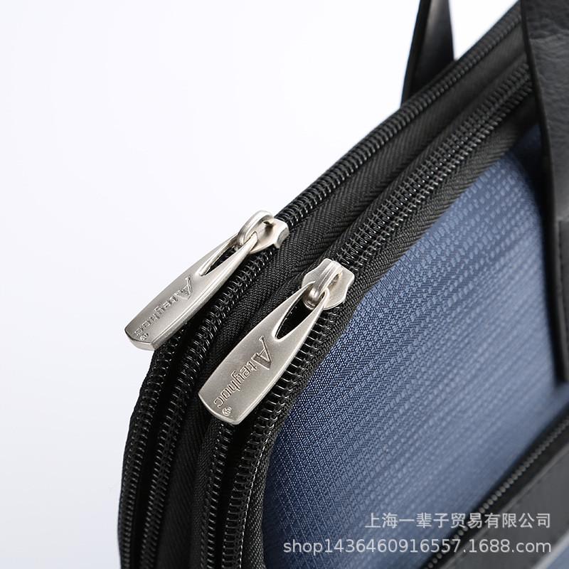 帆布文件袋大容量办公包男女商务会议手提印制817三层拉链公文包