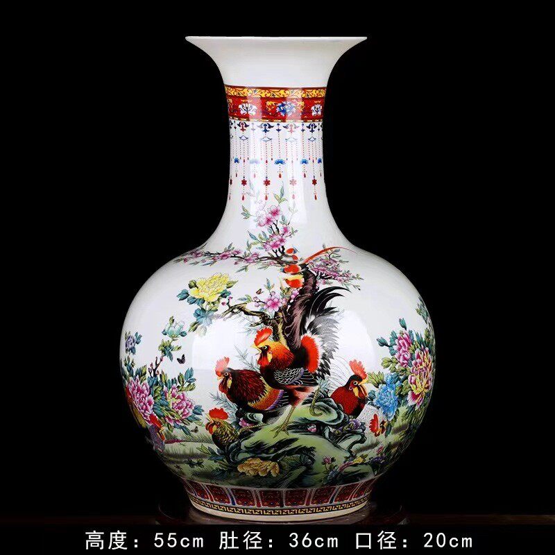 陶瓷工艺品摆件花器山水花鸟人物大赏瓶落地大花瓶玄关干花釉上彩