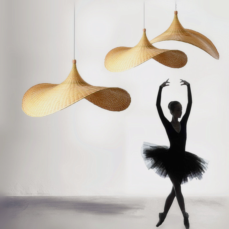 东南亚竹帽子灯艺术酒灯店别墅灯创意设计师的竹藤灯民宿照明