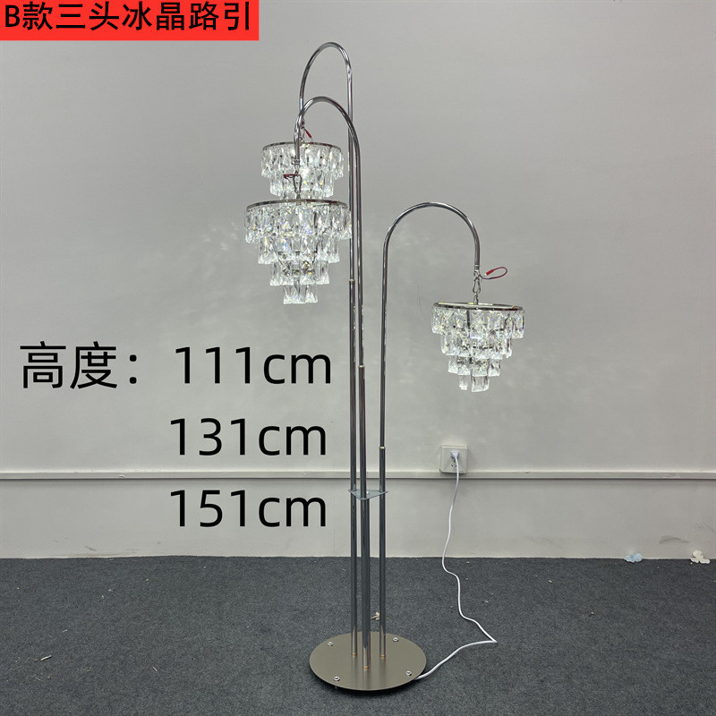 婚庆婚礼道具发光三头水晶灯冰条冰块路引灯舞台布置装饰铁艺摆件
