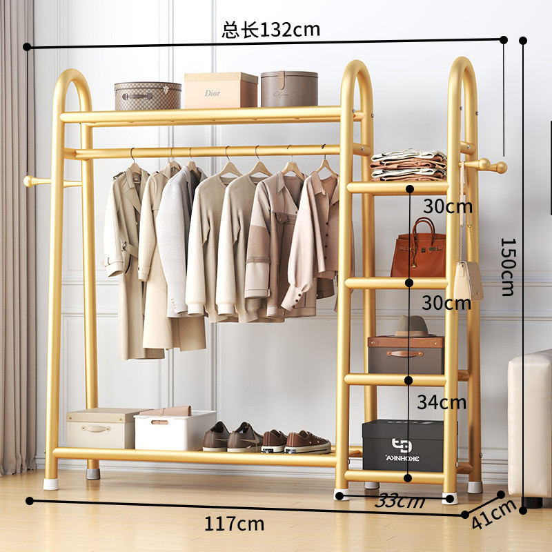 阳台挂晾衣架晒落地室内宿舍卧室多功能简易衣帽架晒衣服架子双层