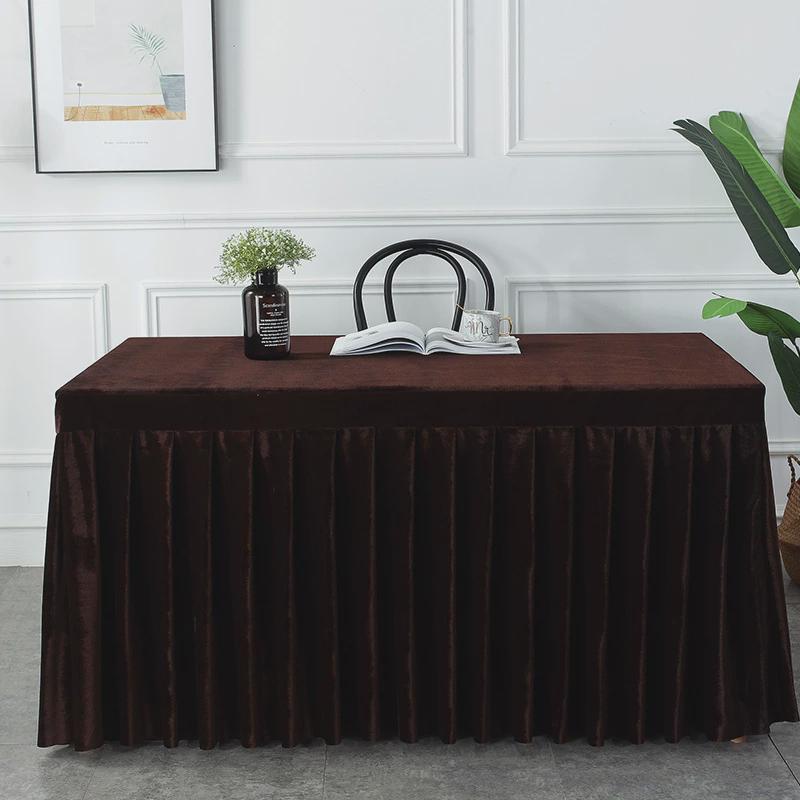 可订加厚会议金丝绒桌布桌裙办公签到台绒布冷餐会议室桌新品