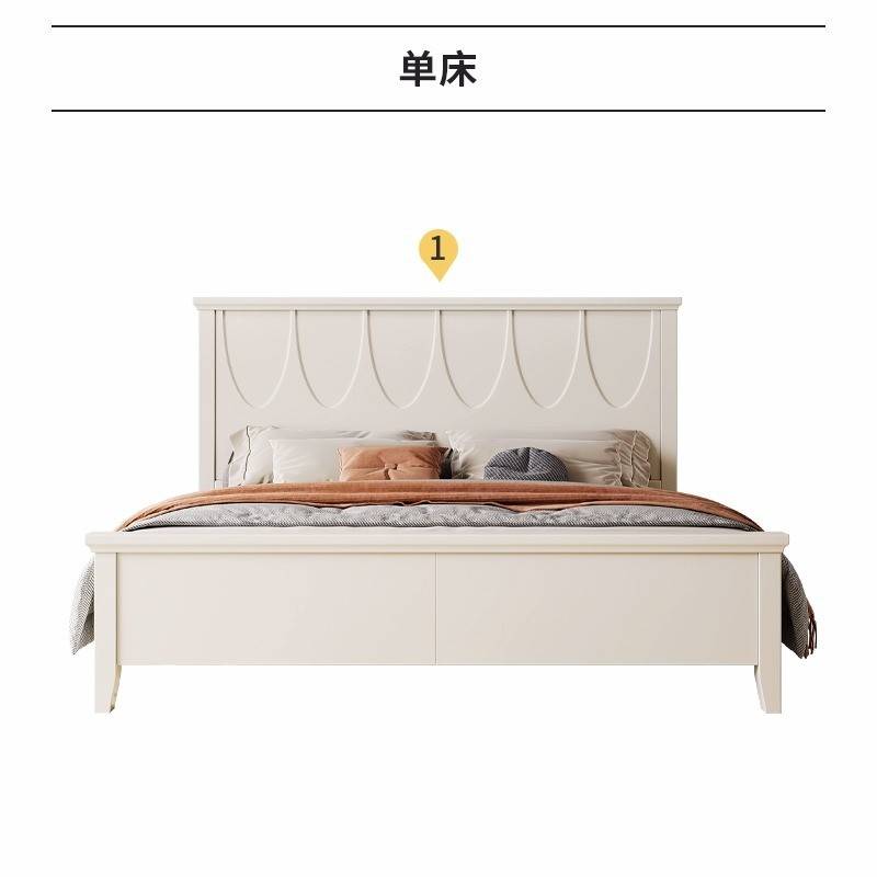 北欧白色储物床现代简约奶油风格1.8米双人床1.5主卧公主全实木床