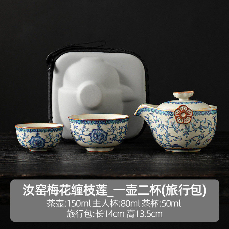 汝窑茶壶单个家用抓壶手青花陶瓷一人小号功夫茶具开片可养泡茶器