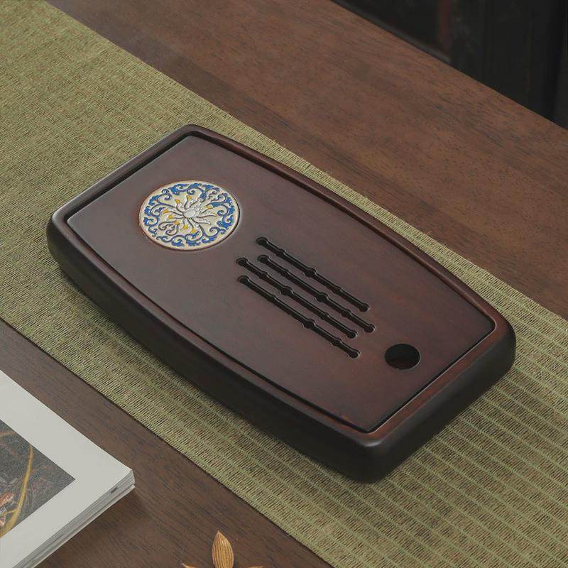 九竹茶盘现代简约竹制长方形储水茶托盘干泡台家用茶台手工茶具