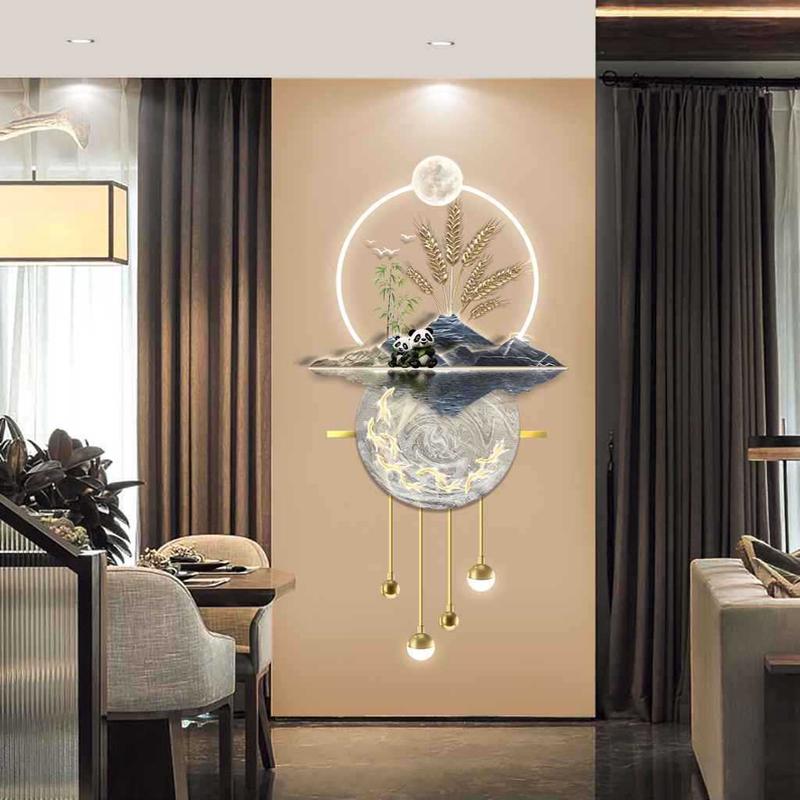 新中式九鱼的现代高档走廊尽头寓意好玄关装饰画立体led发光挂画图片