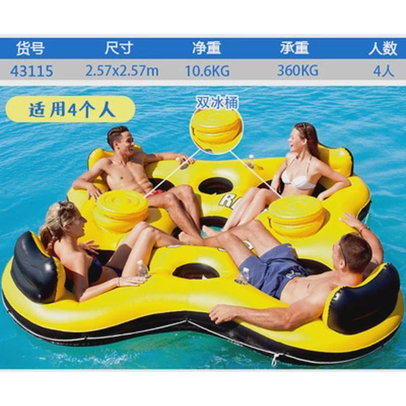 水上充气浮排单人浮床水躺椅双人充气游泳床ins网红游泳圈加厚