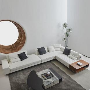 意式极简罗杰布艺沙发别墅平层大风轻奢设计师客厅奶油小户型沙发