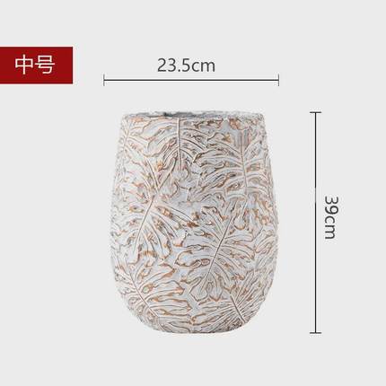户外办公室圆形水泥花盆北欧商场镁泥花箱绿化网红大号庭院花瓶