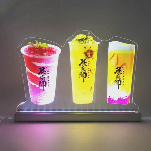 定制亚克力发光广告牌桌面点餐牌LED餐桌号码牌标识展示牌a4台卡