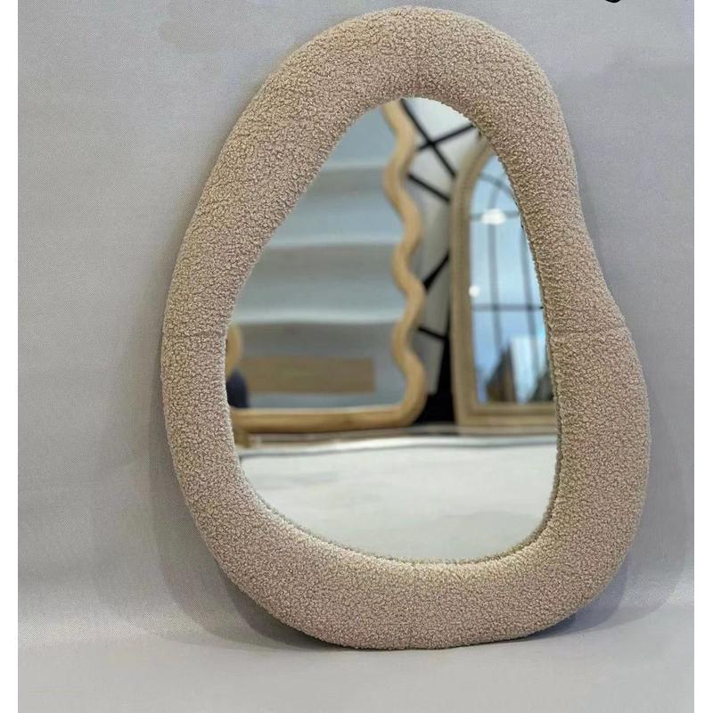 异形化妆镜台式镜奶油风壁挂网红梳妆镜ins风客厅卧室装饰镜