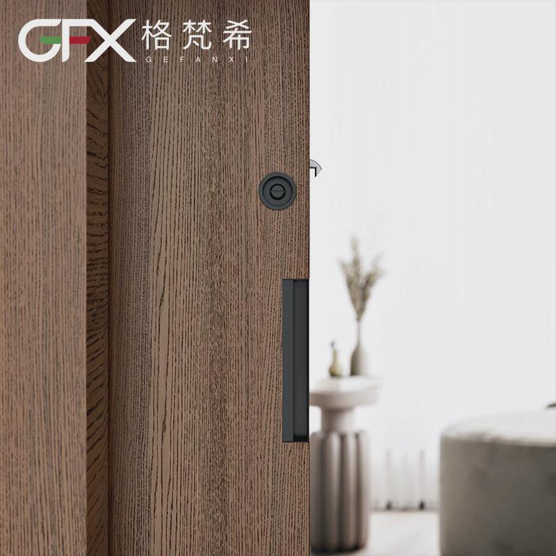 美式口袋式移门拉手嵌入式暗藏平移门锁推拉门锁卧室厨房门把手黑