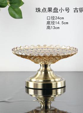 小号果盆新中式软装玻璃水果盘家居实用客厅茶几餐桌装饰果盘摆件