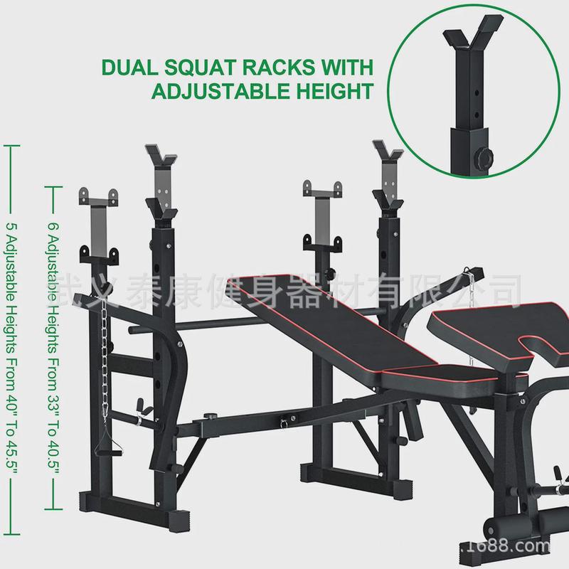 举重床高拉卧推架健腹训练器可调节室内哑铃凳家用可折叠压力训练