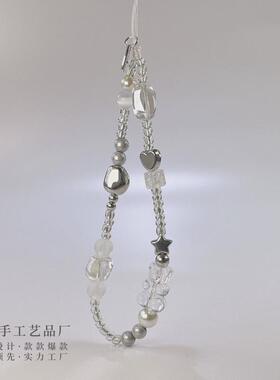 呜呜冰透银手机链复古ccd相机手绳手机链挂绳手机壳挂件小众高级