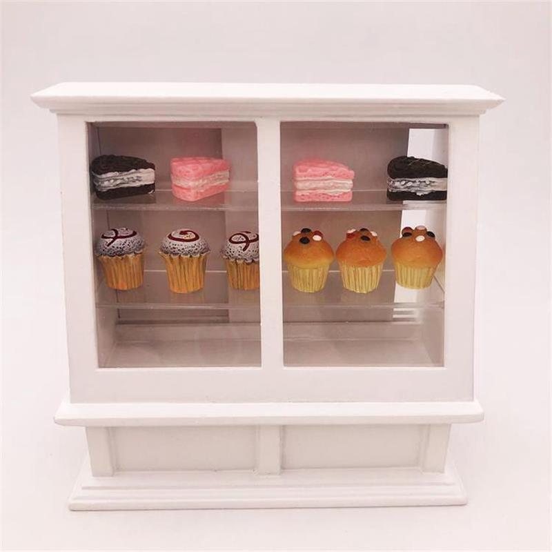 1:12娃娃屋dollhouse迷你家具商店场景商品蛋糕推拉门长柜子