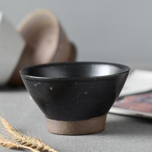 饭碗手工粗陶白米简约餐具家用复古汤面高脚碗简约加厚土碗可微波