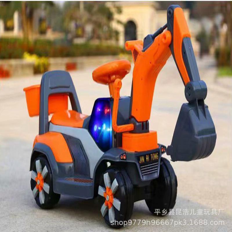 新款儿童滑行车四轮滑行挖掘机可坐可骑工程车助步音乐车挖土机