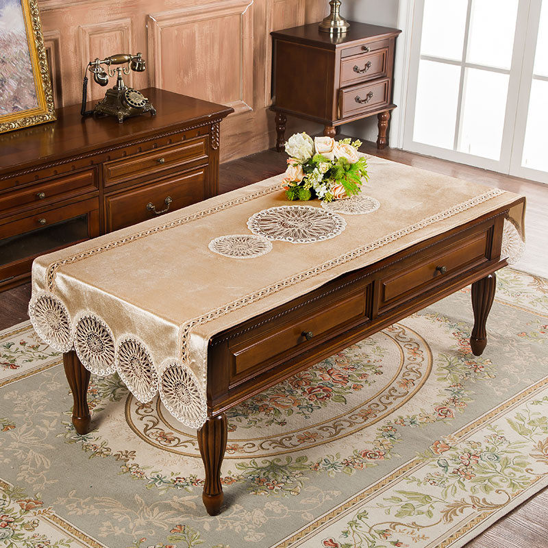欧式茶几桌布轻奢餐边柜蕾丝ins梳妆台布防尘布盖巾长方形茶几垫,居家布艺,桌布,淘宝优惠券,粉丝福利购,淘宝优惠卷