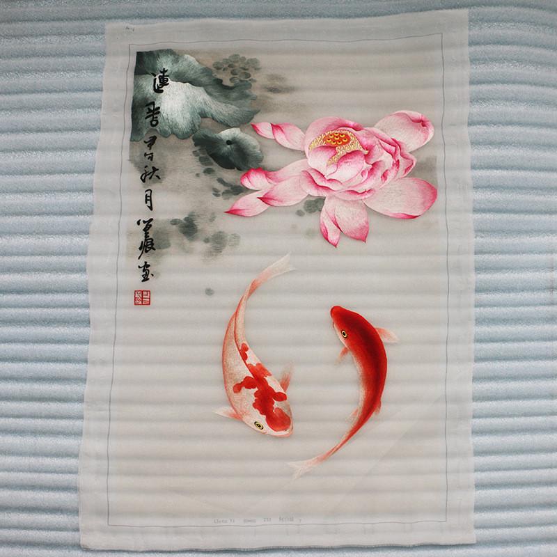 苏绣装饰画客厅书房办公室挂画苏州手工刺绣绣片插花瓶绣片定制