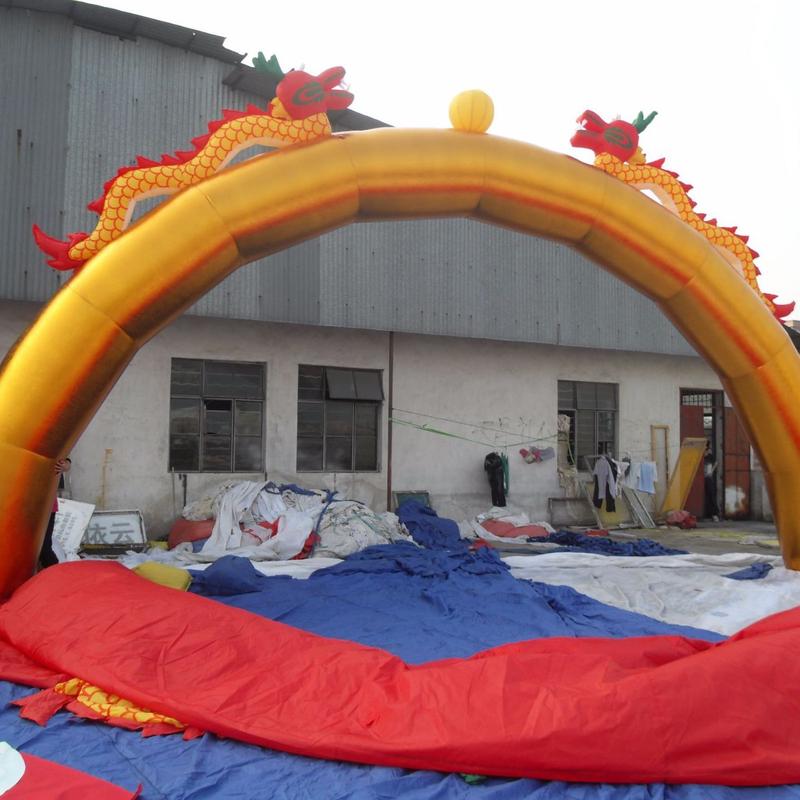 3d建模金色双龙拱门充气拱门开业庆典拱门牛津布拱门